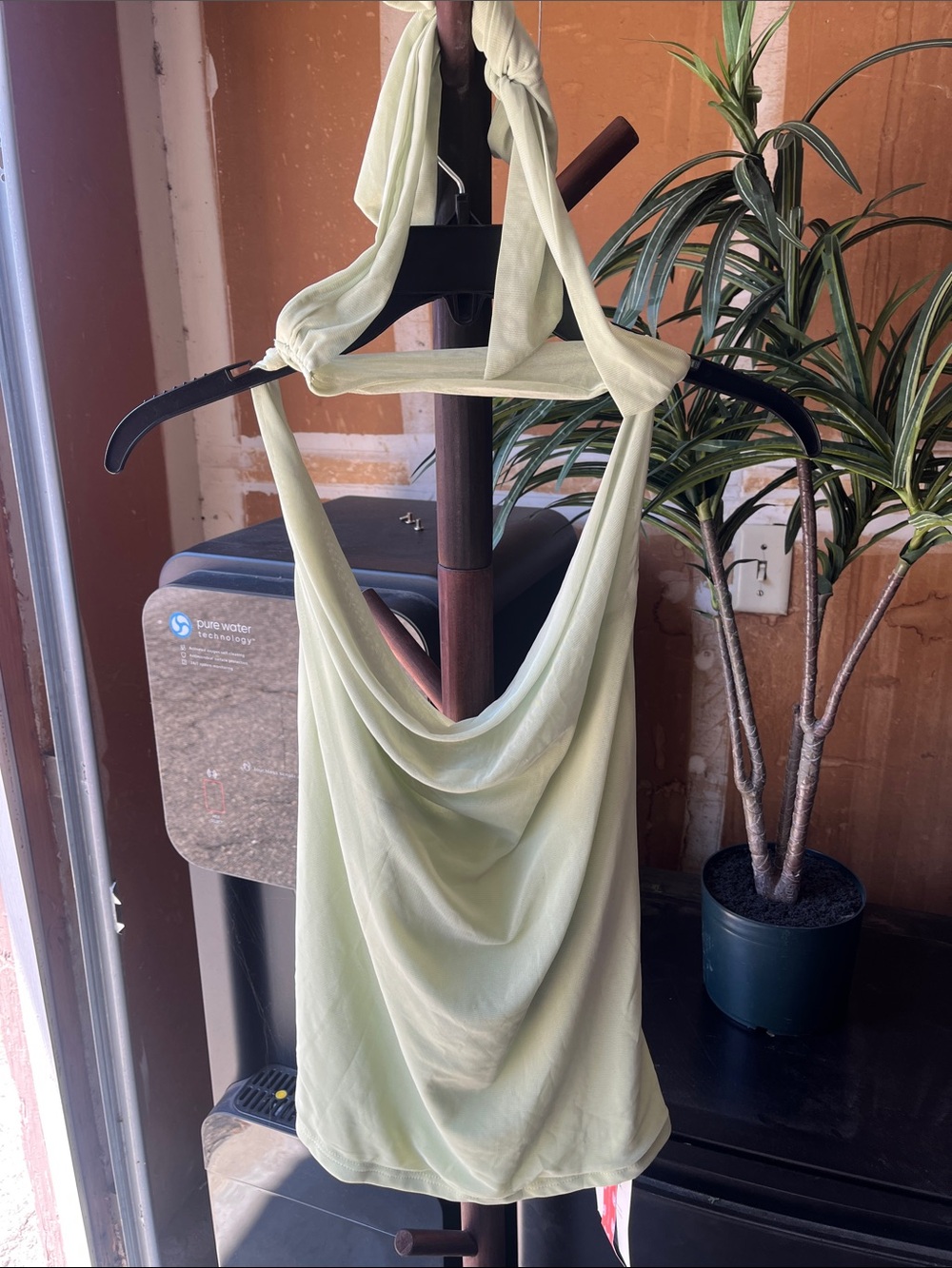 Cider Light Green Draped Halter Camisole